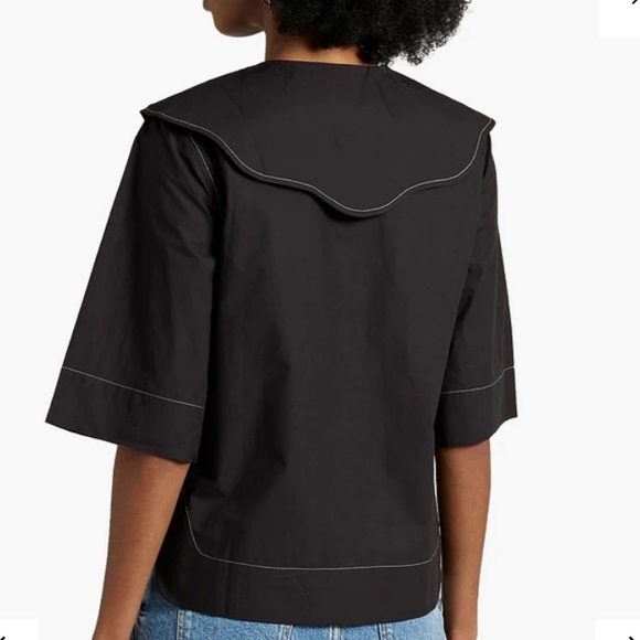 Ganni black cotton poplin top - Picture 4 of 11